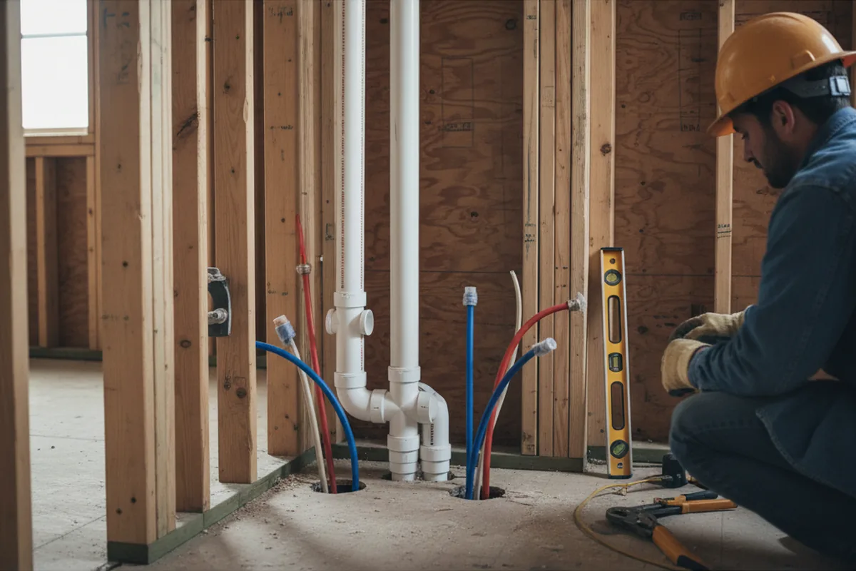 Drain and supply rough-in during Drain Cleaning in Summerfield